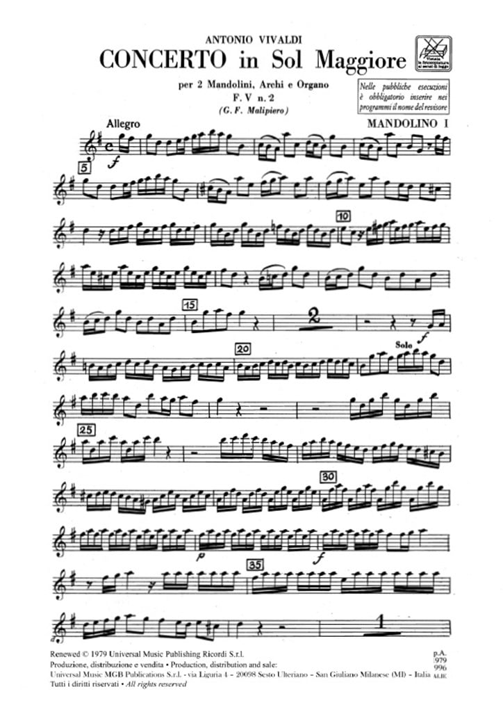 Concerti Per Mandolino, Archi E B.C.: